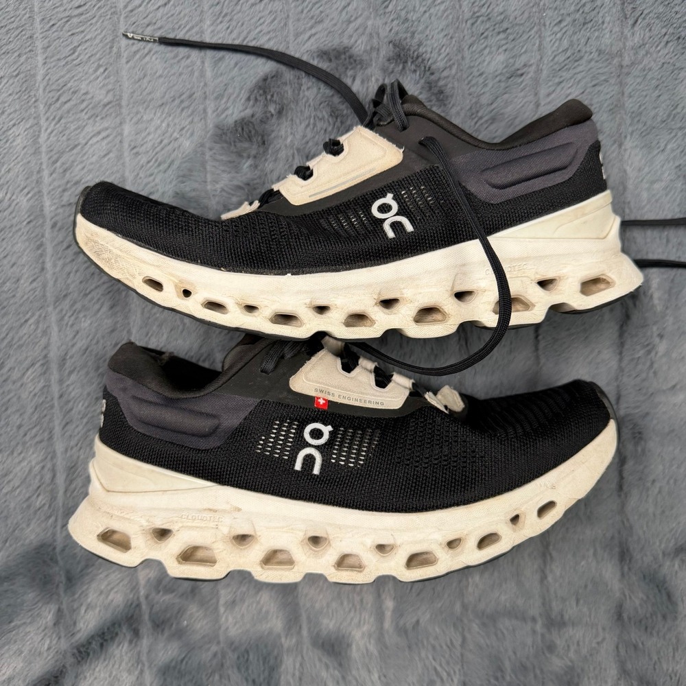 On Running Black and Cream Cloudrunner Athletic Shoes